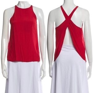 Reformation Halter-Neck Open Wrap Back Red Sleeveless Top